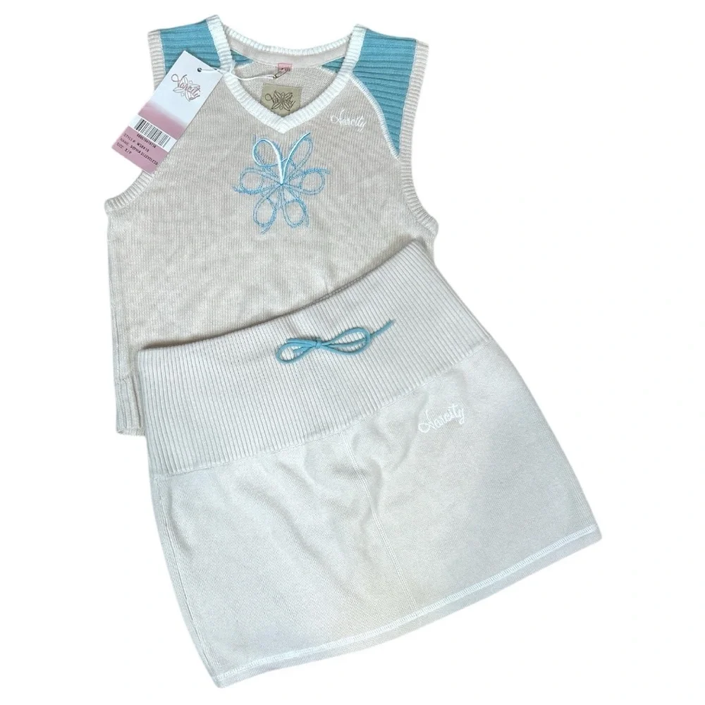 Varcity Girls Knit Sophia Sleeveless Top and Matching Skirt - Size S